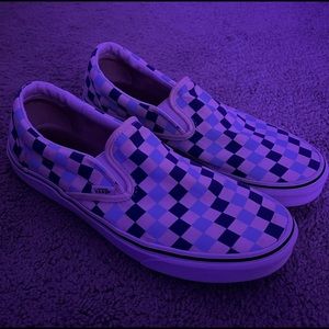 VANS BLUE CHECKERED SLIDES